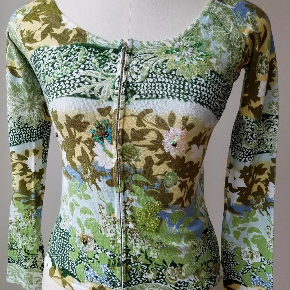 Madame Hardy Women Autumn Zip Up Plunge Tops Cardigan Stretchy Blouse